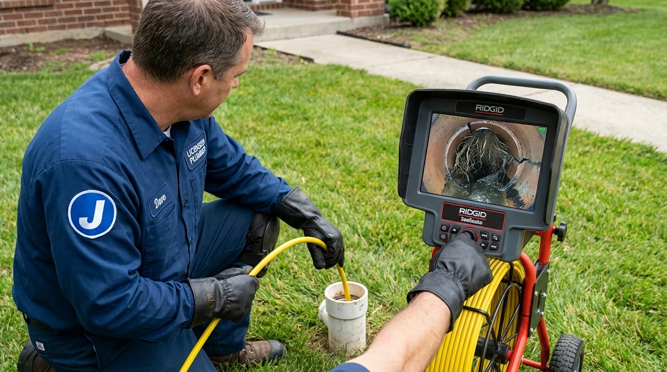 Sewer camera inspection being performed by Johns Plumbing LLC in Commerce